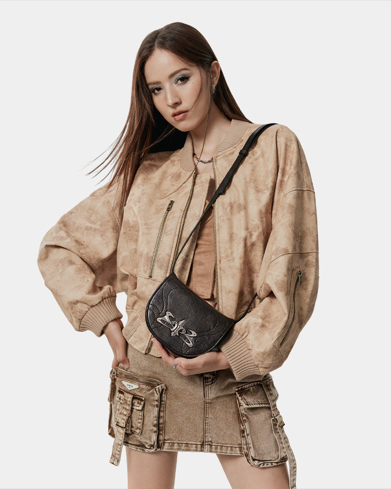 Binding Crossbody Bag Crocodile Pattern