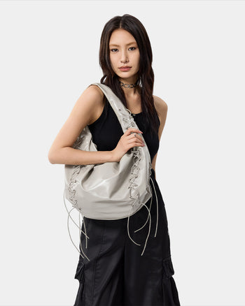 Binding Punk Hobo Bag Grey